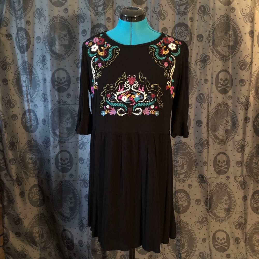 Black Embroidered Dress